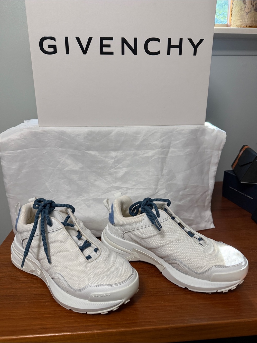 Givenchy White Sneakers with Navy Accents
